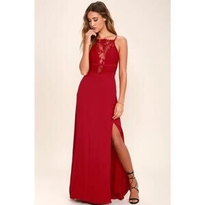 NBD Dress Womens XS Stephania Lace Backless Maxi Red Sleeveless NWT